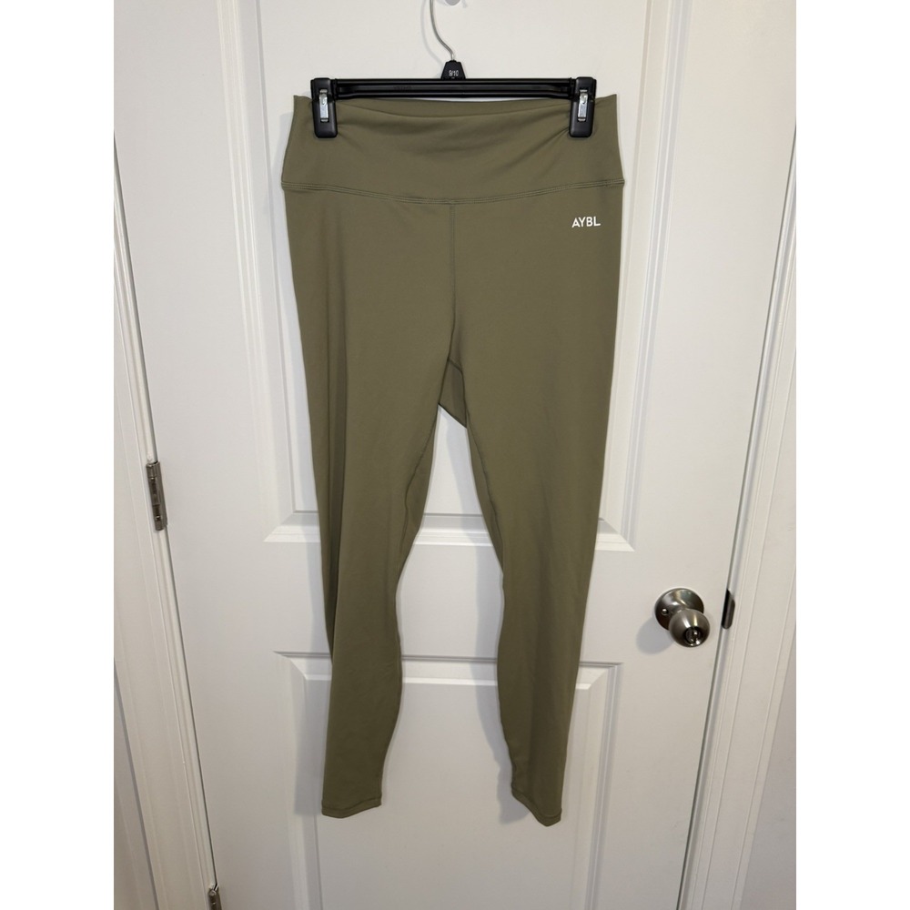 AYBL Leggings Women's XL Large Olive Green 7/8ths Seamless Leggings Compression